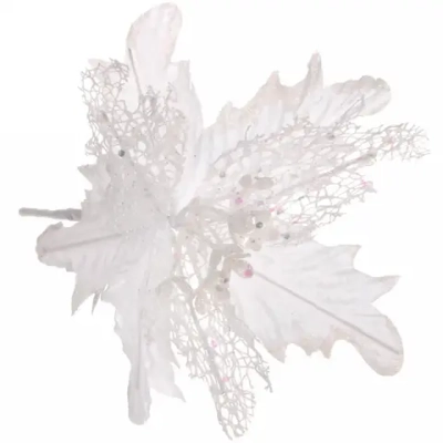 Украшение новогоднее «Пуансеттия-Нежность» 23 см, Белый