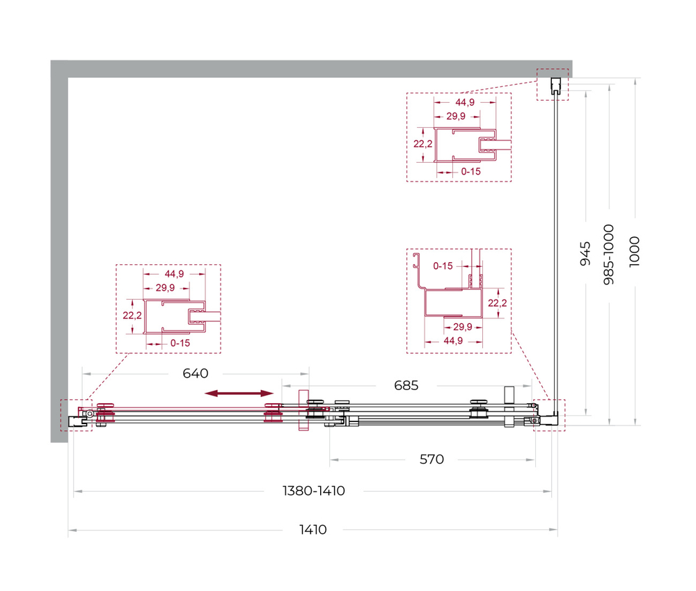 Душевой уголок BelBagno MARINO-2-AH-1-140/100-C-CR 140х100см профиль хром, стекло прозрачное
