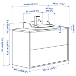 Тумба для ванной - TÄNNFORSEN / RUTSJÖN / TАNNFORSEN / RUTSJОN IKEA/ ТАНФФОРСЕН/РУСТЕН ИКЕА, 102х76 см, белый/коричневый