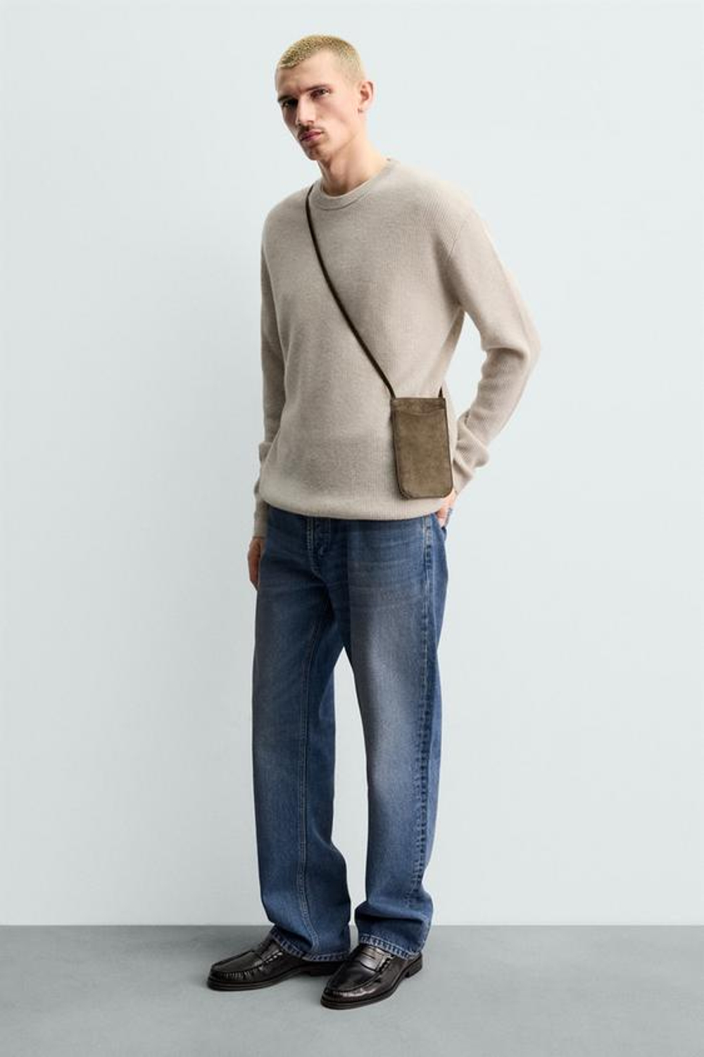 ZARA КОЖАНАЯ СУМКА С ПЛЕЧЕВЫМ РЕМНЕМ, ЗЕЛЕНЫЙ ХАКИ