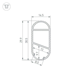 Профиль WARDROBE-1530-2000 ANOD (Arlight, Алюминий) 050153