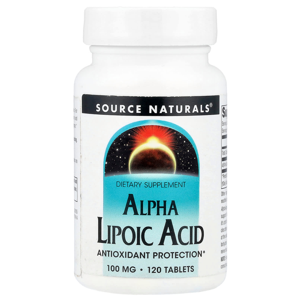 Source Naturals, Альфа-липоевая кислота, 100 мг, 120 таблеток