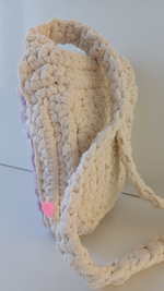 Сумка вязаная кроссбоди фиолетово-бежевая