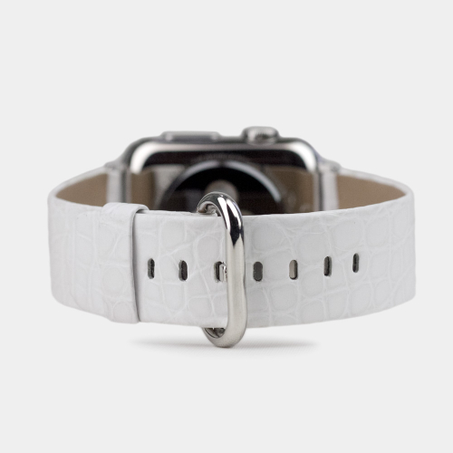 Ремешок для Apple Watch 40/41/42 mm из кожи аллигатора, белого цвета