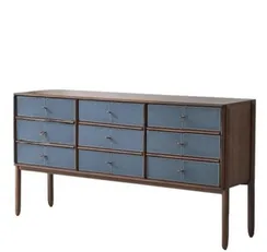 Комод 4638, 162х86 см, орех, синяя экокожа