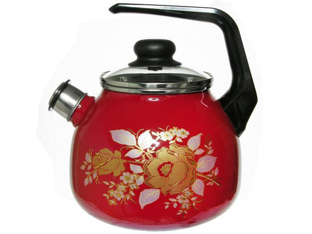 Чайник 3л со свистком "Golden rose" (вишневый)