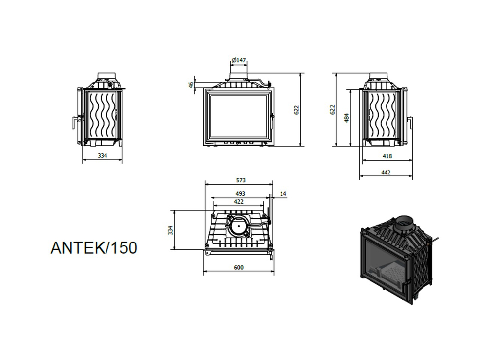 Каминная топка АНТЕК (ANTEK) 150 10 кВт