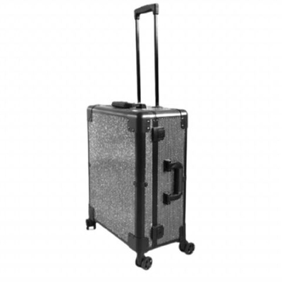 Мобильная студия визажиста. Складная, на колесиках чёрная со стразами 500x400x210 мм