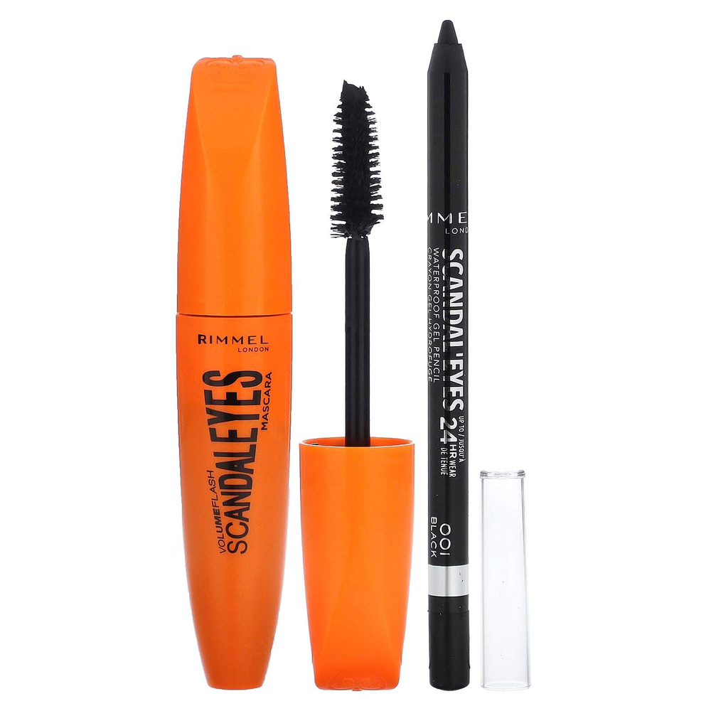 Rimmel London, Verified'Eyes, тушь для ресниц с водостойкой подводкой для глаз, оттенок 003 насыщенный черный, набор из 2 предметов