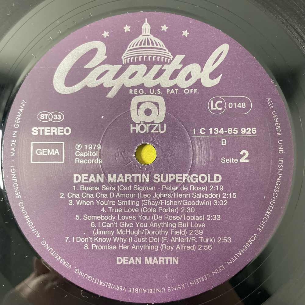 Винтажная виниловая пластинка LP Dean Martin Supergold (Германия 1979)
