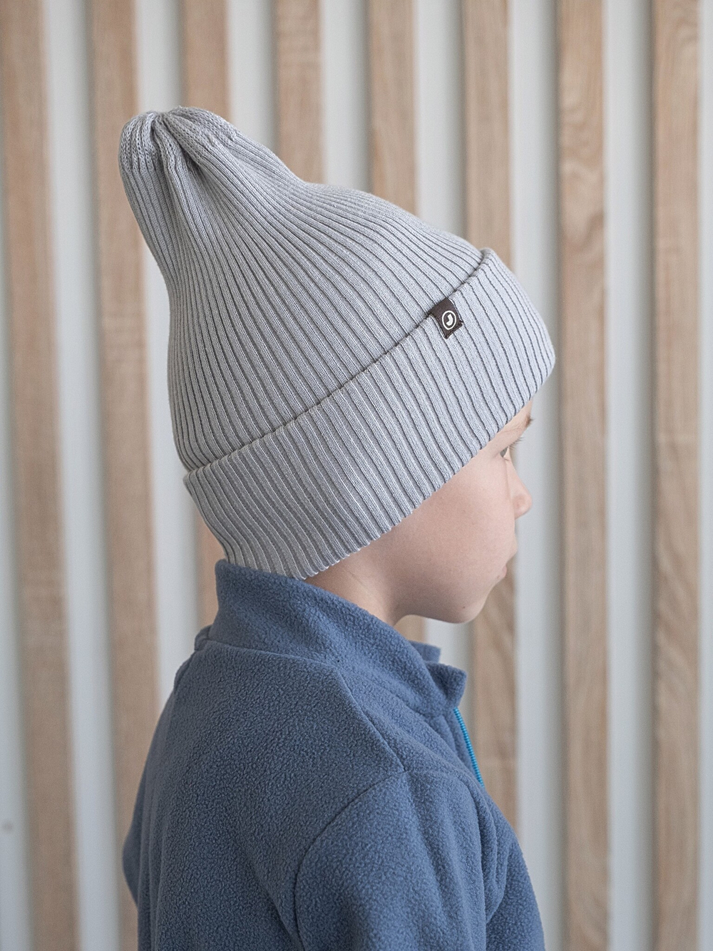 Шапка вязаная-резинка хлопковая КЭП(Серый)