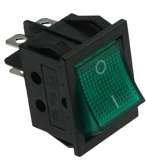 Выключатель ON/OFF 4-pin 16А 250В c подсветкой зелёный (KCD4)