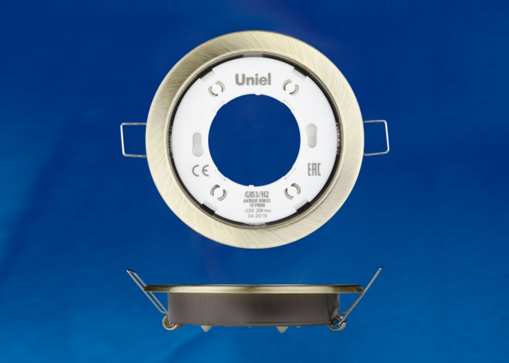 GX53-H2 ANTIQUE BRASS 10 PROM Светильник ультратонкий встраиваемый. В составе набора из 10шт. Корпус античная бронза. Картон. TM Uniel.