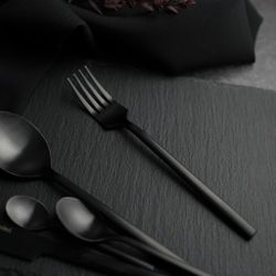 Вилка столовая 19 см матовая черный цвет   PVD P.L. - Davinci [12]