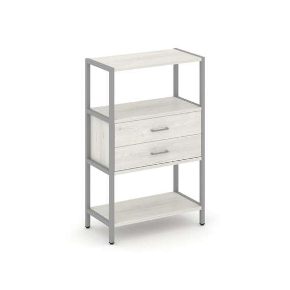 Shelf System Односекционный стеллаж трехярусный с ящиками SN.STM-312 Дуб Наварра/Металл Серый 810*40