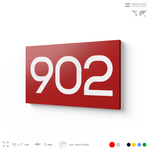 Номер на дверь 902, табличка на дверь для офиса, квартиры, кабинета, аудитории, склада, красная 120х70 мм, Айдентика Технолоджи