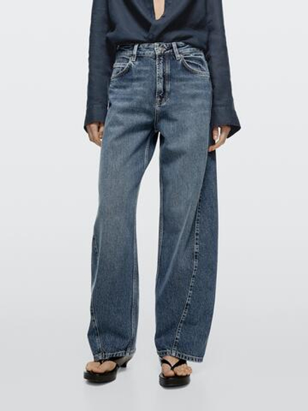 Massimo Dutti Джинсы Barrel Fit, средне-синий