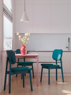 Стул с обивкой Saga, рогожка, сине-зеленый