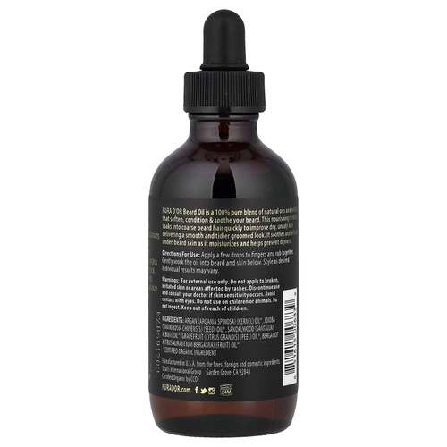 Pura D'or, органическое масло для смягчения бороды, оригинальное сандаловое дерево, 118 мл (4 жидк. унции)