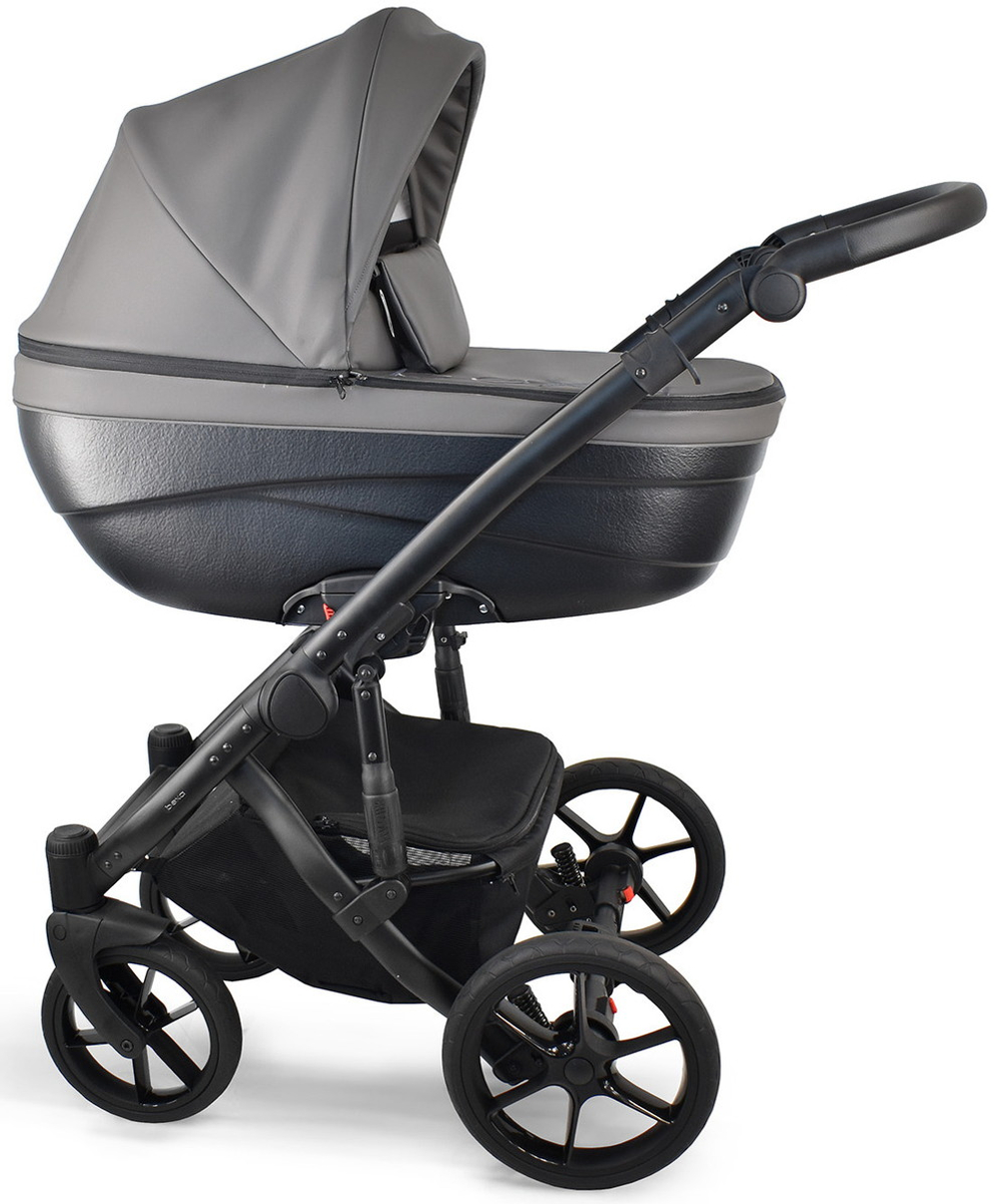 Детская коляска Bexa Ideal Eco 3 в 1 с автокреслом Avionaut Cosmo IE06 черный+т.серая кожа