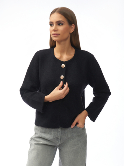 Женский трикотажный жакет в стиле Шанель с пуговицами