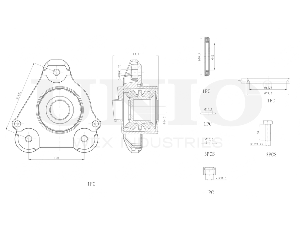 Опора амортизатора передняя левая UNIO RMP-13074