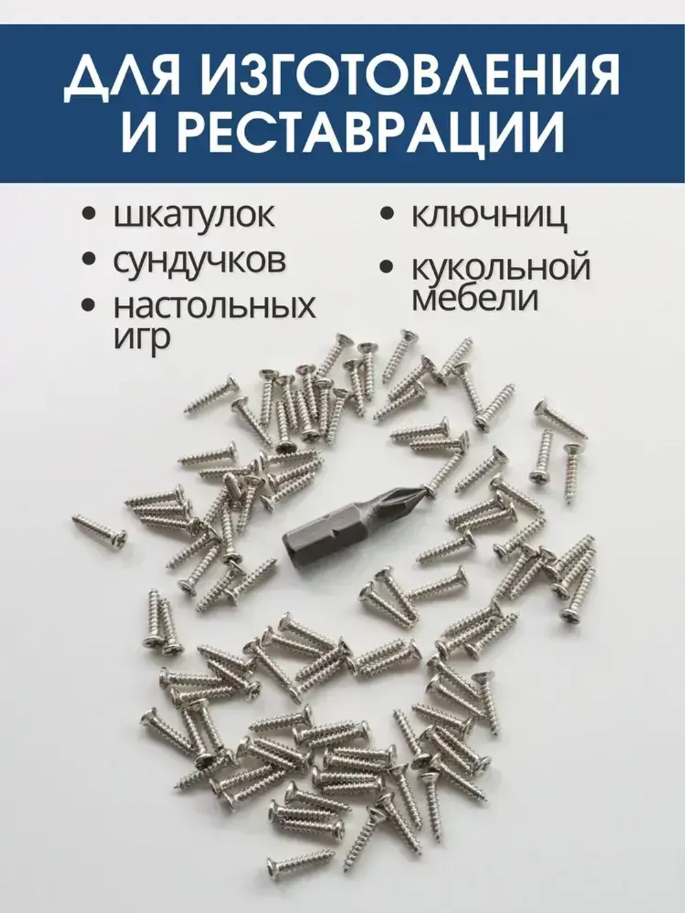 Набор саморезов (шурупов) 2 х 10 мм, хром, 100 шт