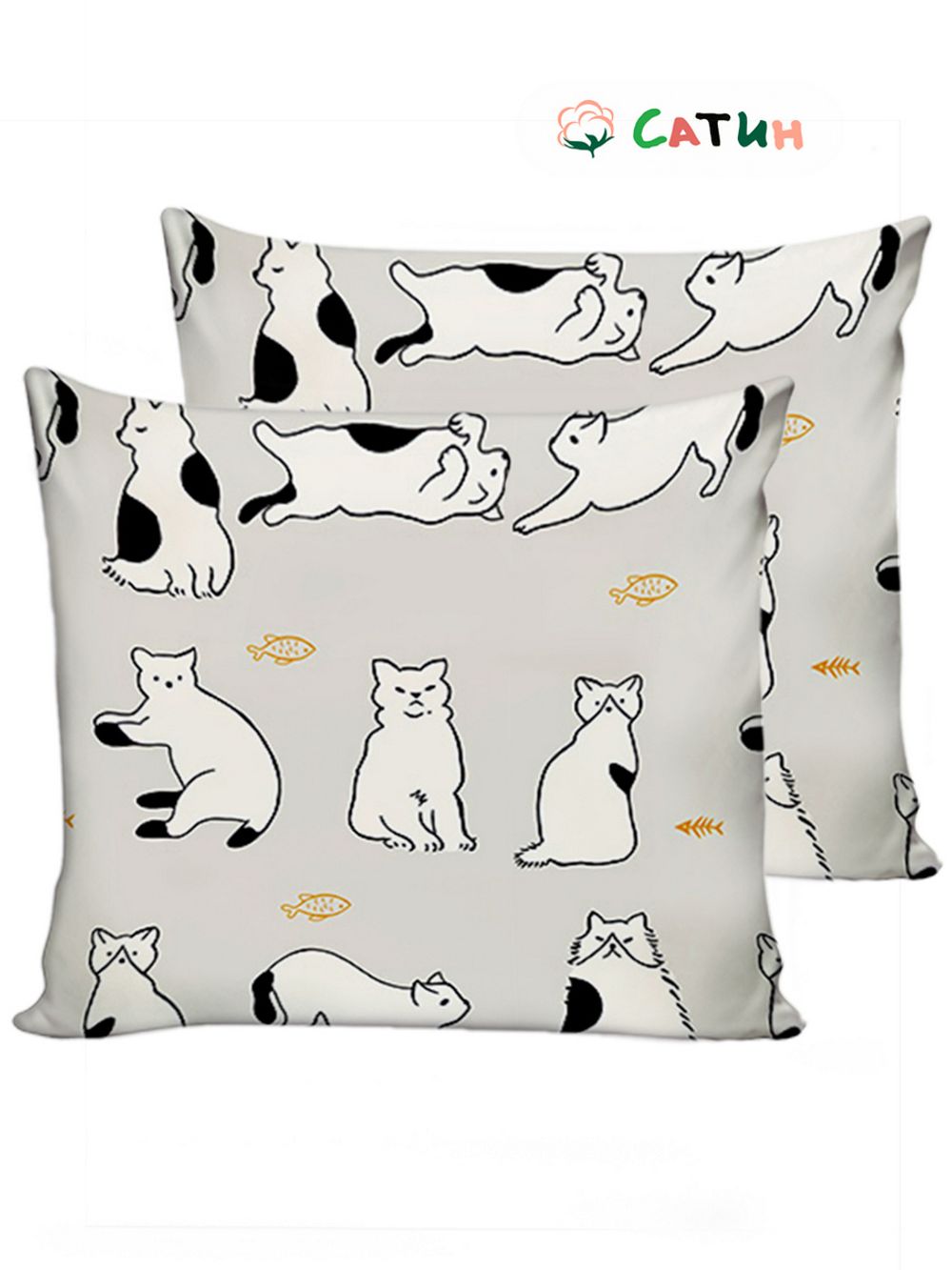 Наволочка комплект 2шт Milky Garden "Кошки" 70х70 см