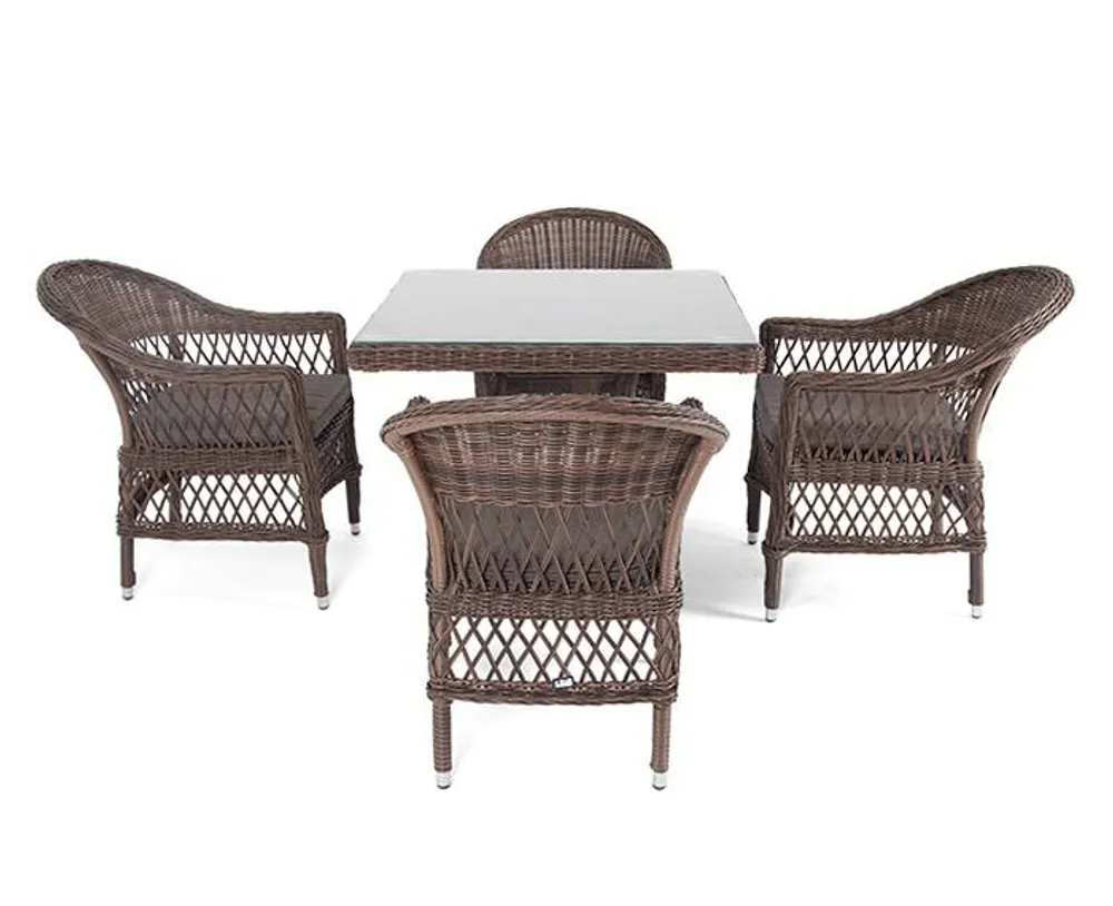 "Сицилия" обеденная группа плетеная, цвет коричневый