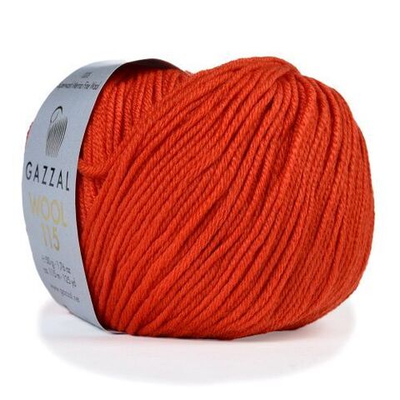 Пряжа GAZZAL Wool 115 цвет 3318 красно-рыжий 50 гр. 115 м 100% тонкая шерсть мериноса супервош