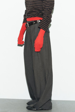 ZARA БРЮКИ С ЗАЩИПАМИ И КЛАПАНАМИ, ТЕМНО-СЕРЫЙ