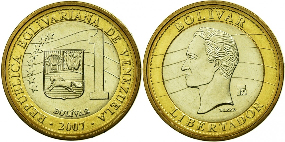 Венесуэла 1 боливар, 2007 Симон Боливар UNC