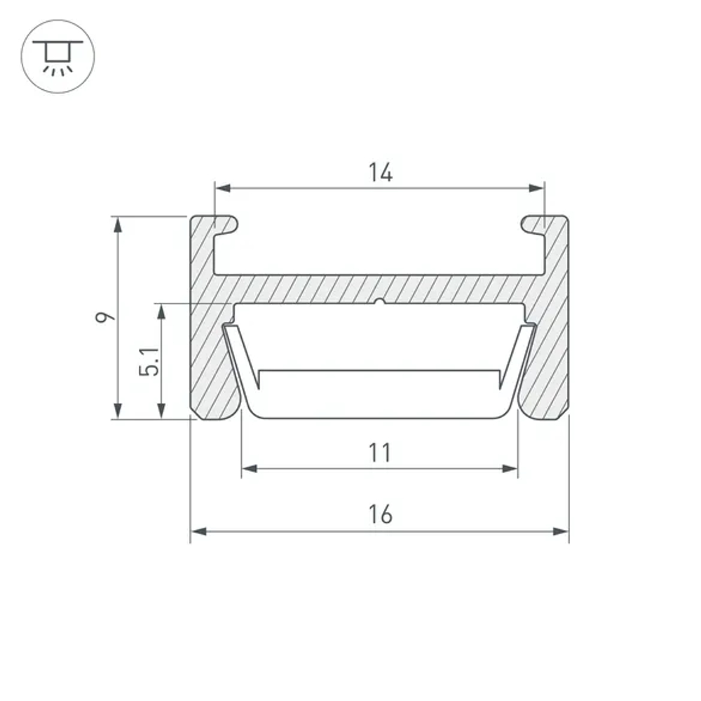 Профиль MIC-H-2000 ANOD (Arlight, Алюминий) 026458