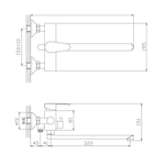 Смеситель для ванны и раковины 35к HB22802 HAIBA див корп L-нос НЕРЖ
