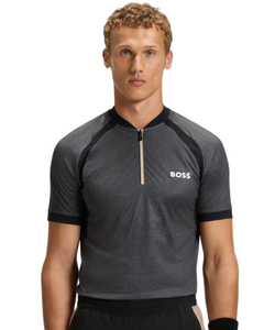 Теннисная футболка BOSS Matchball TOC Zip-Neck Slim-Fit - black
