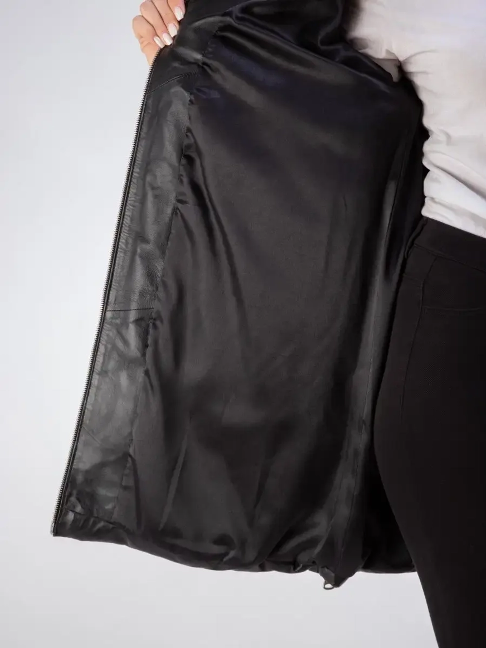 Куртка кожаная утепленная длинная с капюшоном Турция