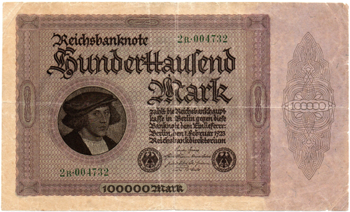 Банкнота Германия, Веймарская республика 100000 марок 1923 год