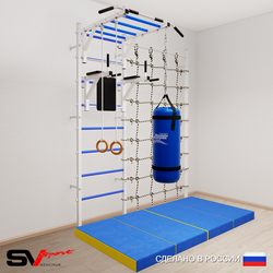 Шведская стенка Sv Sport усиленная 64170 (Турник рукоход/Брусья/Кольца/Цепь/Мешок 30кг/Мат 2м/Канатный лаз)
