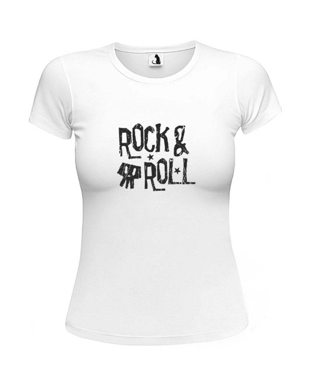 Футболка Rock and roll женская приталенная белая