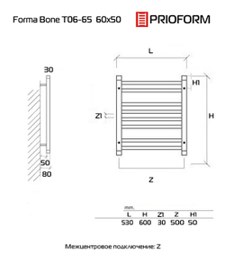 FORMA Bone 60x50 (см) Полотенцесушитель водяной