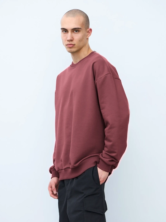 Свитшот оверсайз, без начеса (марсала)