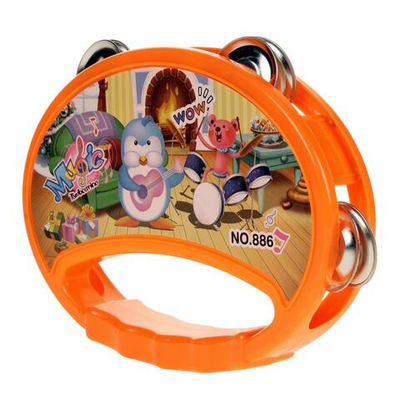 Бубен 16см, оранжевый, пакет 886