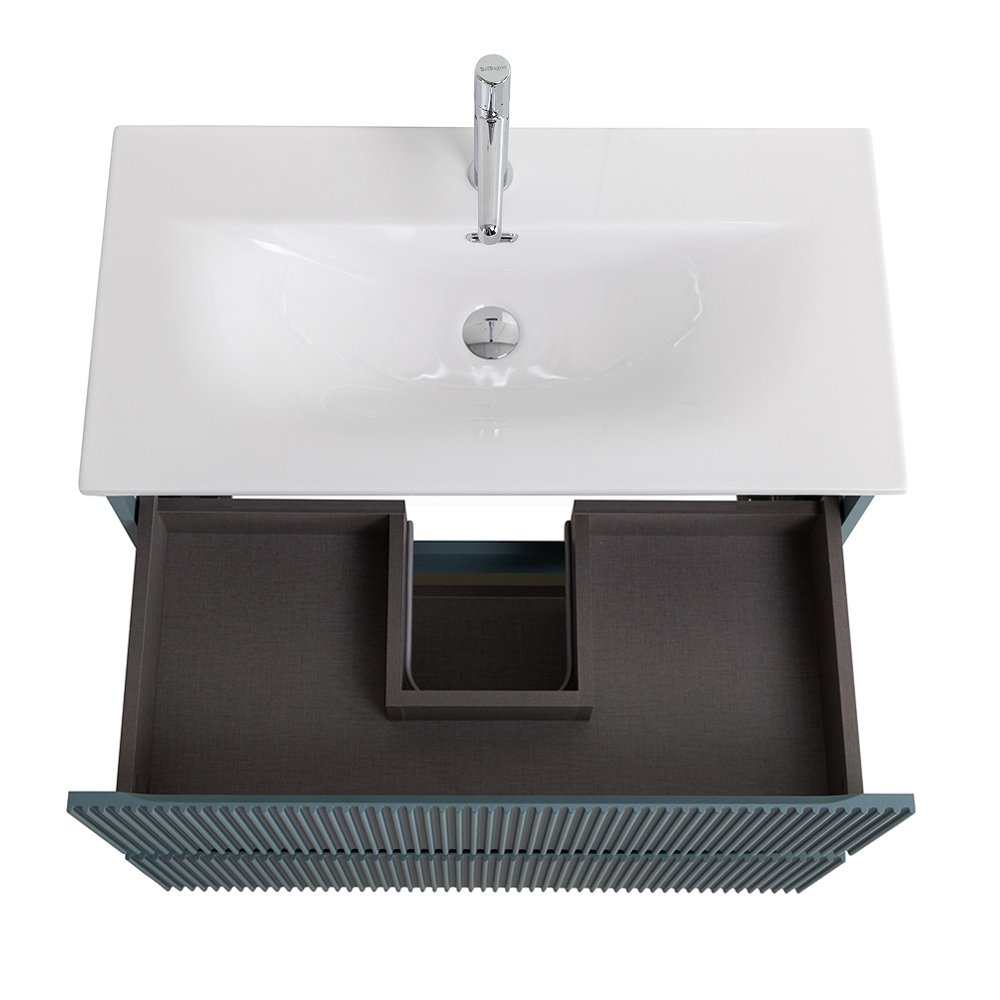 Тумба с раковиной подвесная BelBagno UNO-MINI-800-2C-SO-AO Голубой матовый, раковина белая BB-8099-3-80