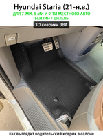 Передние автомобильные коврики ЭВА Hyundai Staria (21-н.в.) для 7-ми, 8-ми и 9-ти местного авто, бензин / дизель