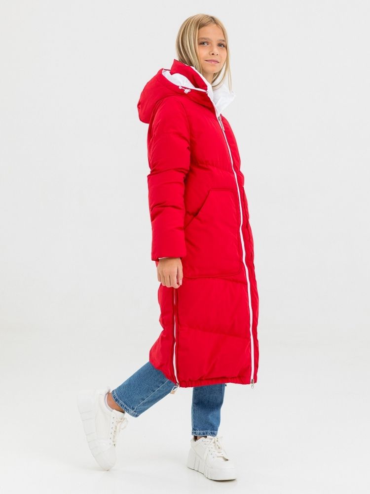 Длинное красное пальто на зиму JAN STEEN
