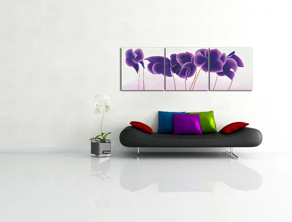 Модульная картина "Фиолетовые цветы"