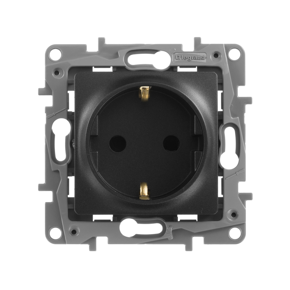 Розетка с заземлением со шторками 16А 250В антрацит ETIKA Legrand