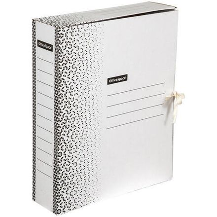 Папка архивная на завязках 75мм, микрогофрокартон, Спейс Standard, белая, плотная, до 700 листов