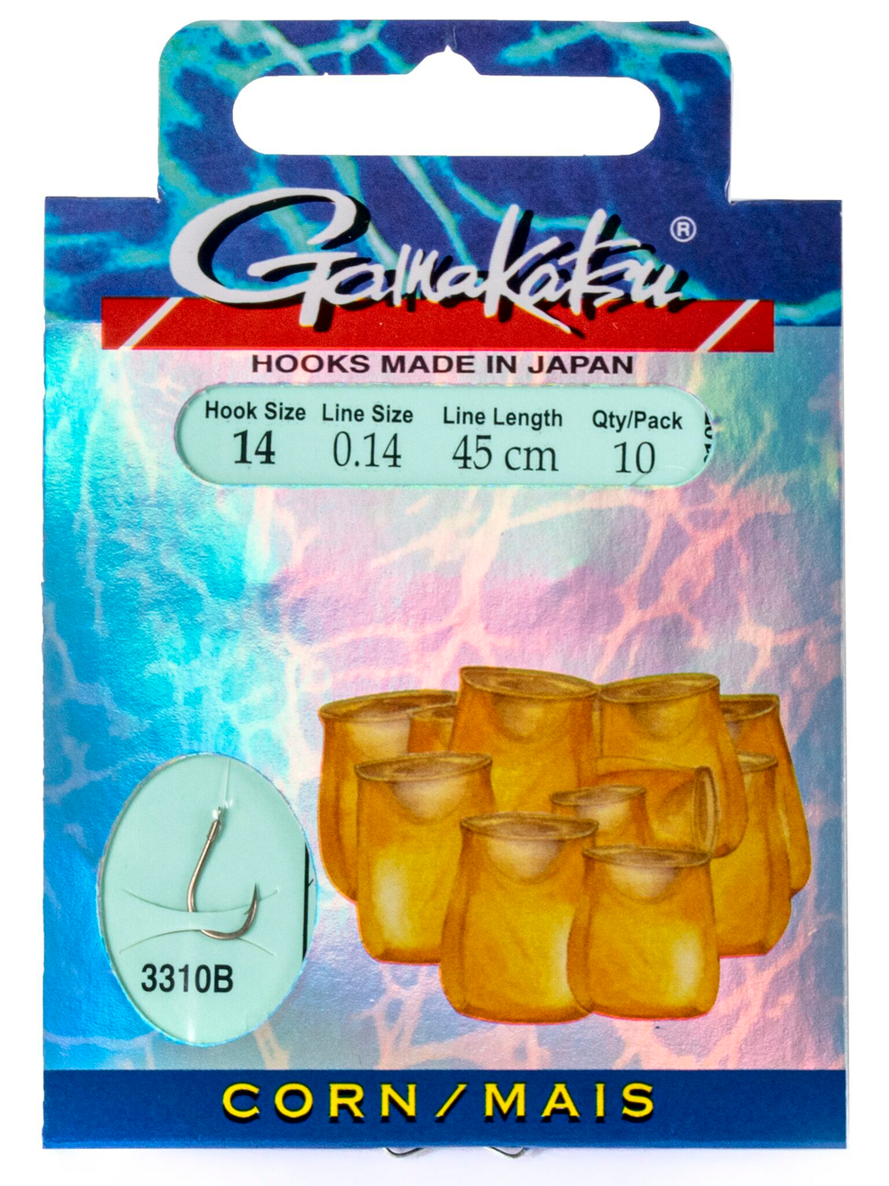Крючки с поводком Gamakatsu Booklet CORN 3310B разм. 14-0.14мм 45см 10шт.