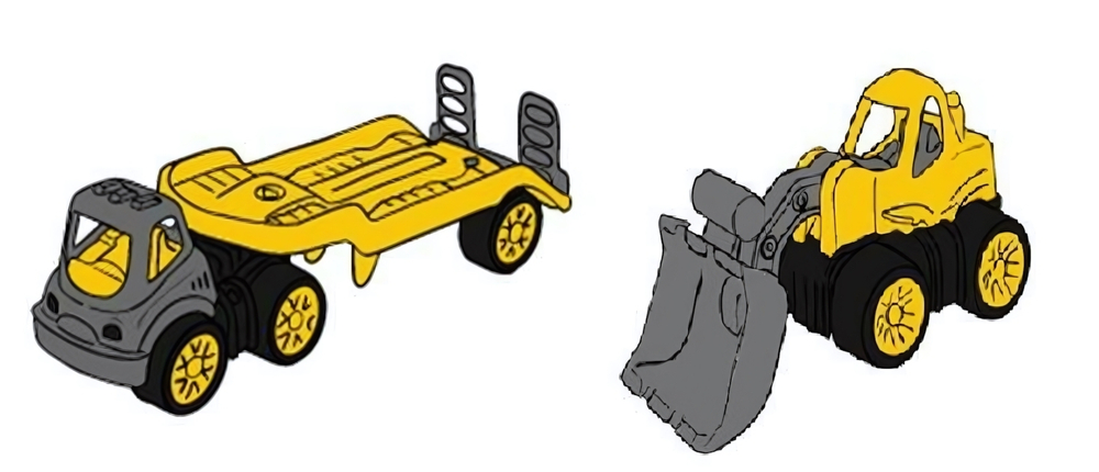 Пластмассовая игрушечная машина Toy Bibib "Эвакуатор с экскаватором", упакет полиэт.сетка